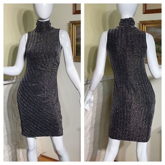 Ralph Lauren Metallic Grey Bodycon Mini Dress - Picture 1 of 14